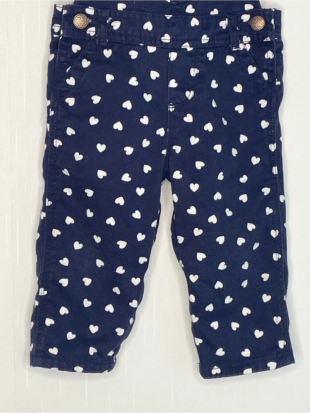 OshKosh B'gosh Navy Overalls with White Heart Print 9M